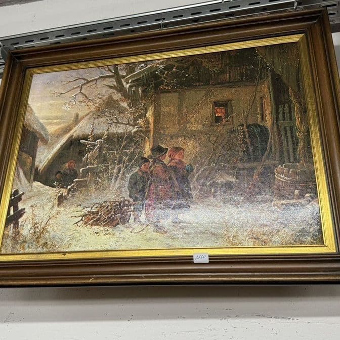 Старинная картина в деревянной раме