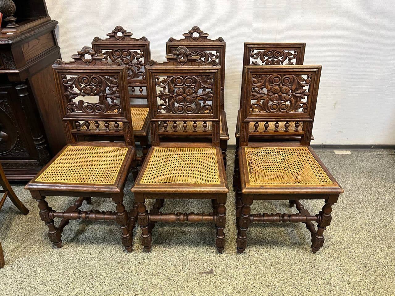 Старинные стулья 6 шт с ротангом