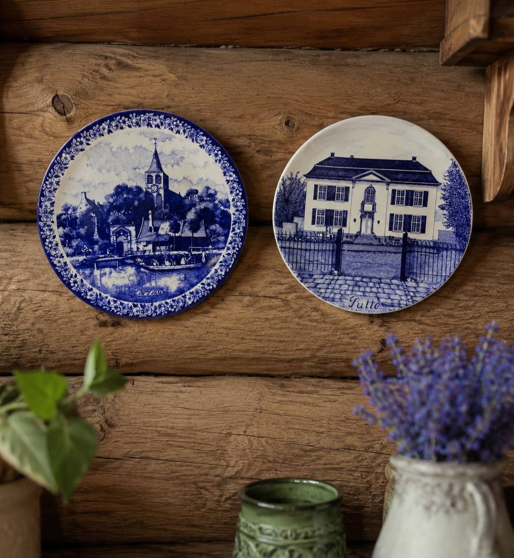 Винтажные настенные тарелки Delft Blauw Chemkefa (Голландия).