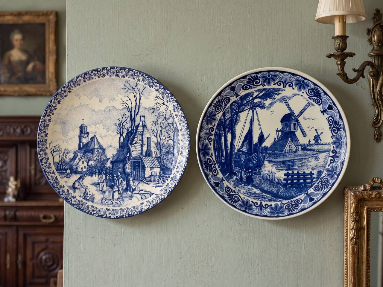 Винтажные настенные тарелки Delft Blauw (Chemkefa, Голландия).