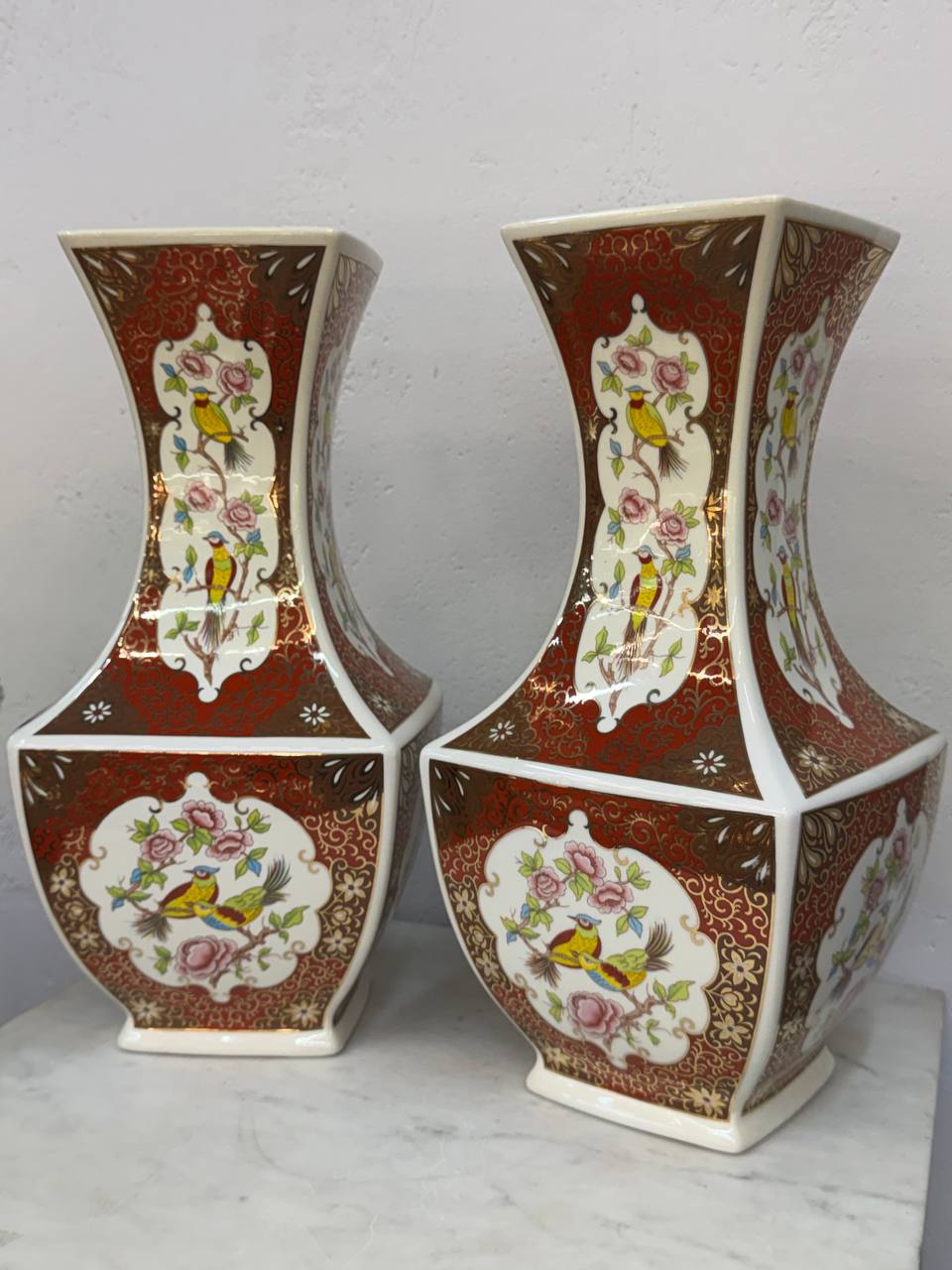 Парные китайские вазы, фарфор, винтаж 1970-80 гг.