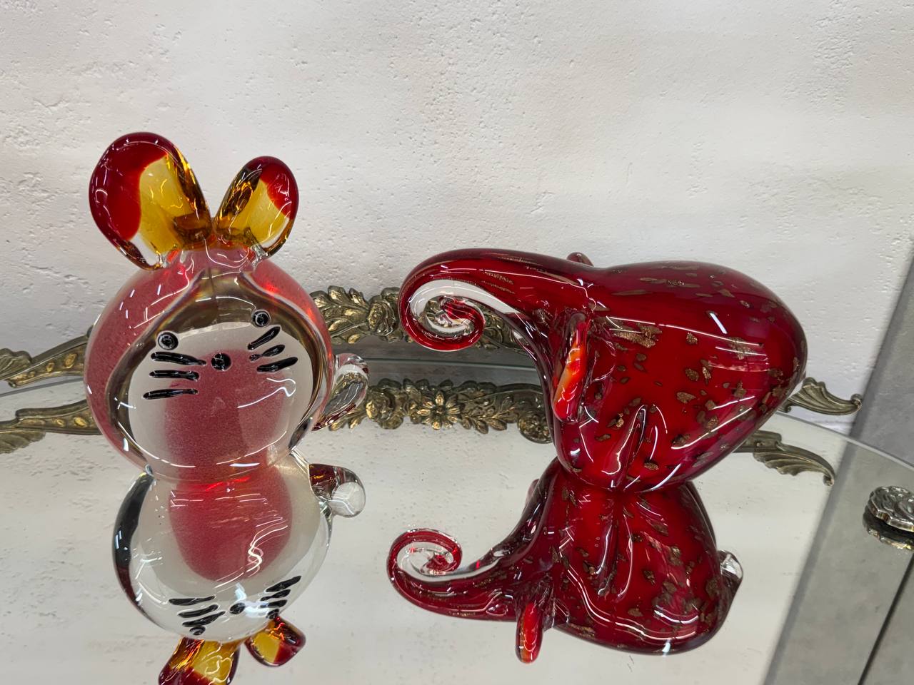 Слон и Мышь Murano Art Glass. Массивное цветное стекло