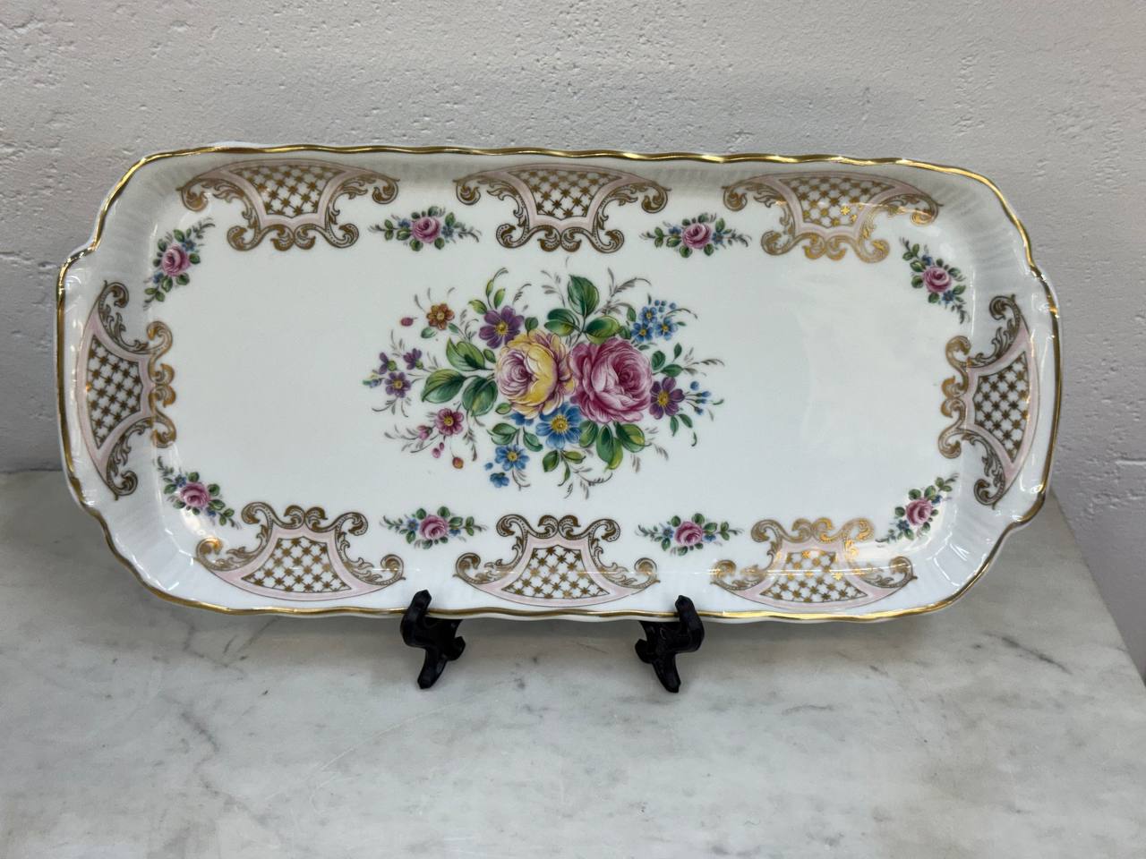 Винтажный фарфоровый поднос Limoges (Лимож), Франция. Ручная роспись.