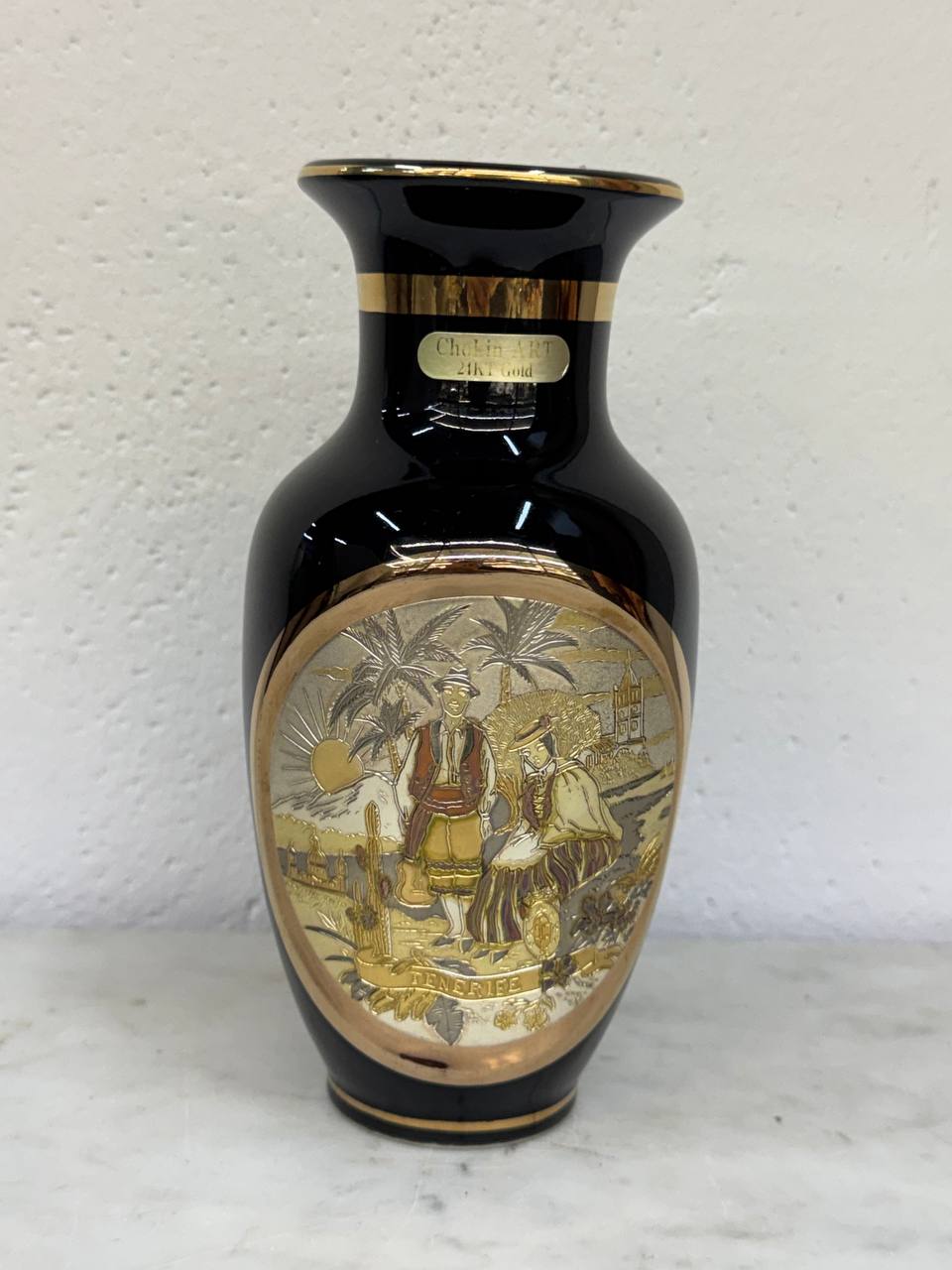 Коллекционная японская ваза Chokin Art (Тенерифе), золото 24K