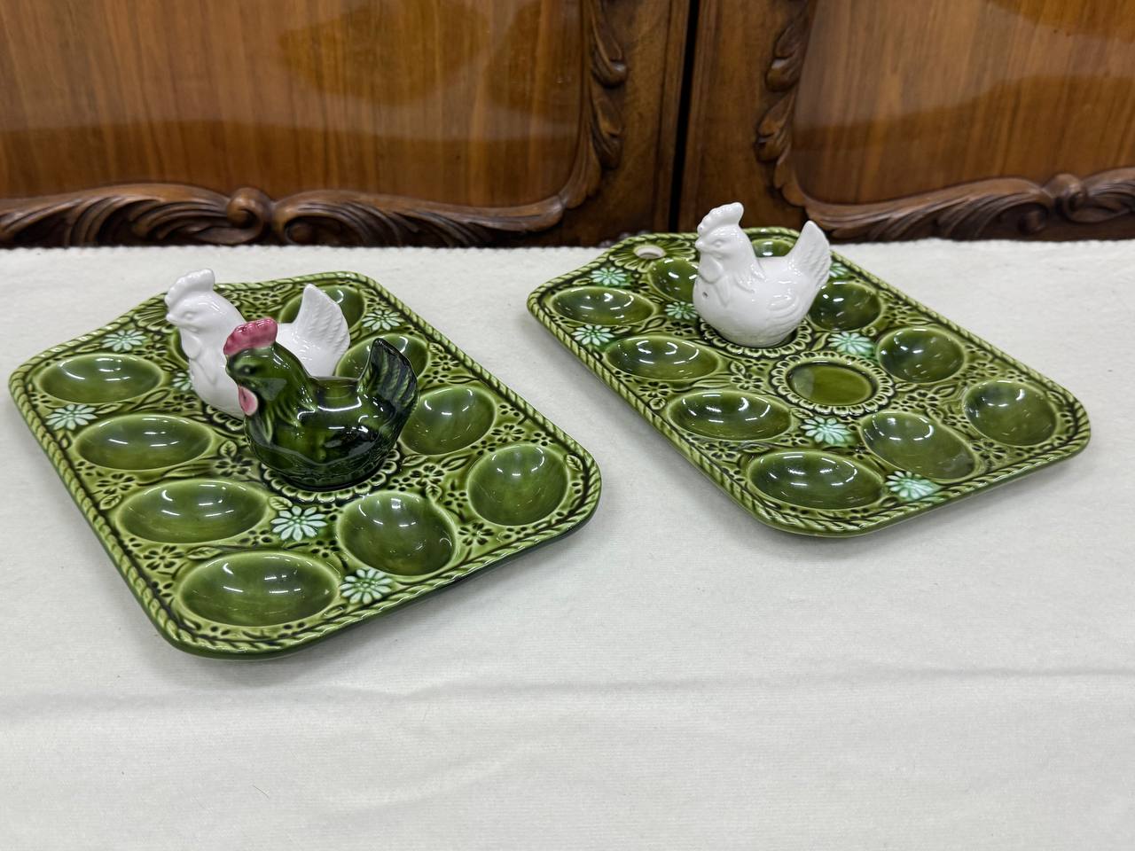 Винтажные пасхальницы / блюда для яиц с солонками (Япония/Европа, 1970-е)