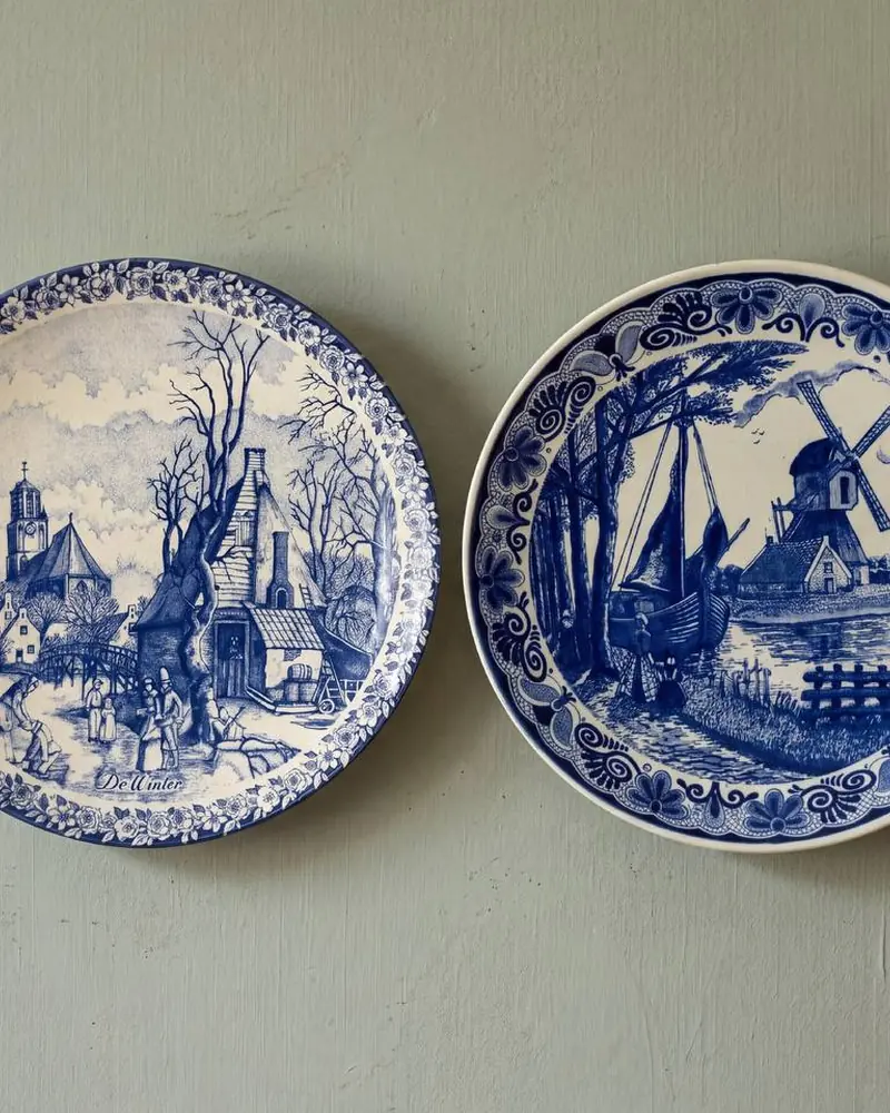 Винтажные настенные тарелки Delft Blauw (Chemkefa, Голландия).