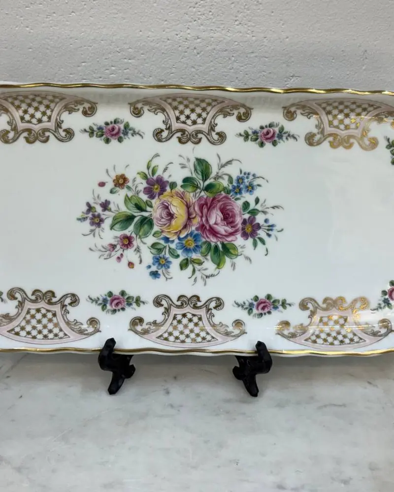 Винтажный фарфоровый поднос Limoges (Лимож), Франция. Ручная роспись.